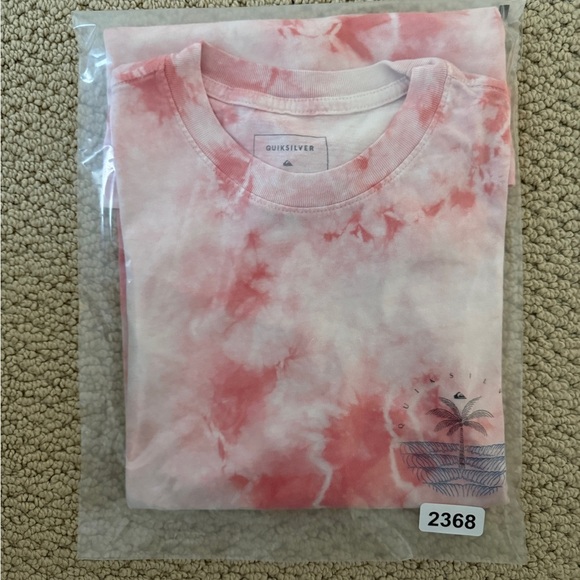 QUIKSILVER Pink Tie Dye Surf Tropical Tee Shirt Regular Fit Men M Medium - Picture 6 of 6